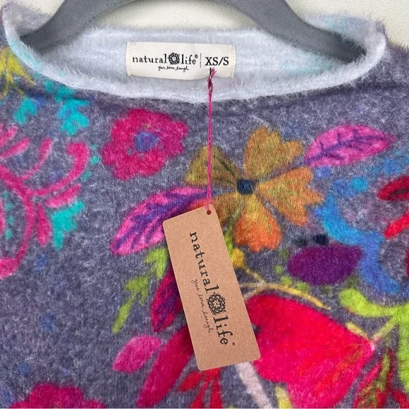 Natural Life Floral Mock Neck Pullover Sweater NWT Size XS/Small - Picture 4 of 5